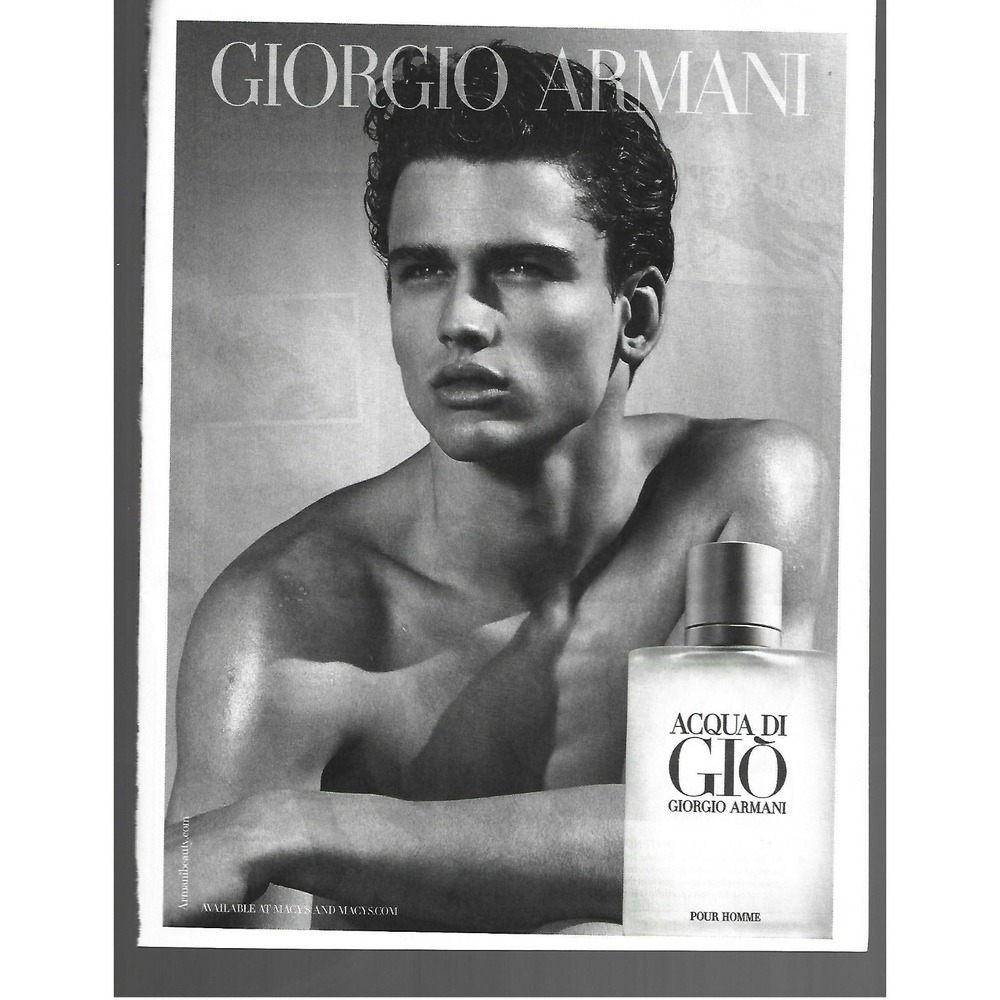 Giorgio Armani Acqua Di Gio Print Ad 2014 Male Model Shirtless B&W 8x10